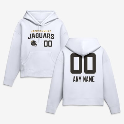 Jacksonville Jaguars Women's Touchdown Wordmark Personalized Name & Number Hoodie - White