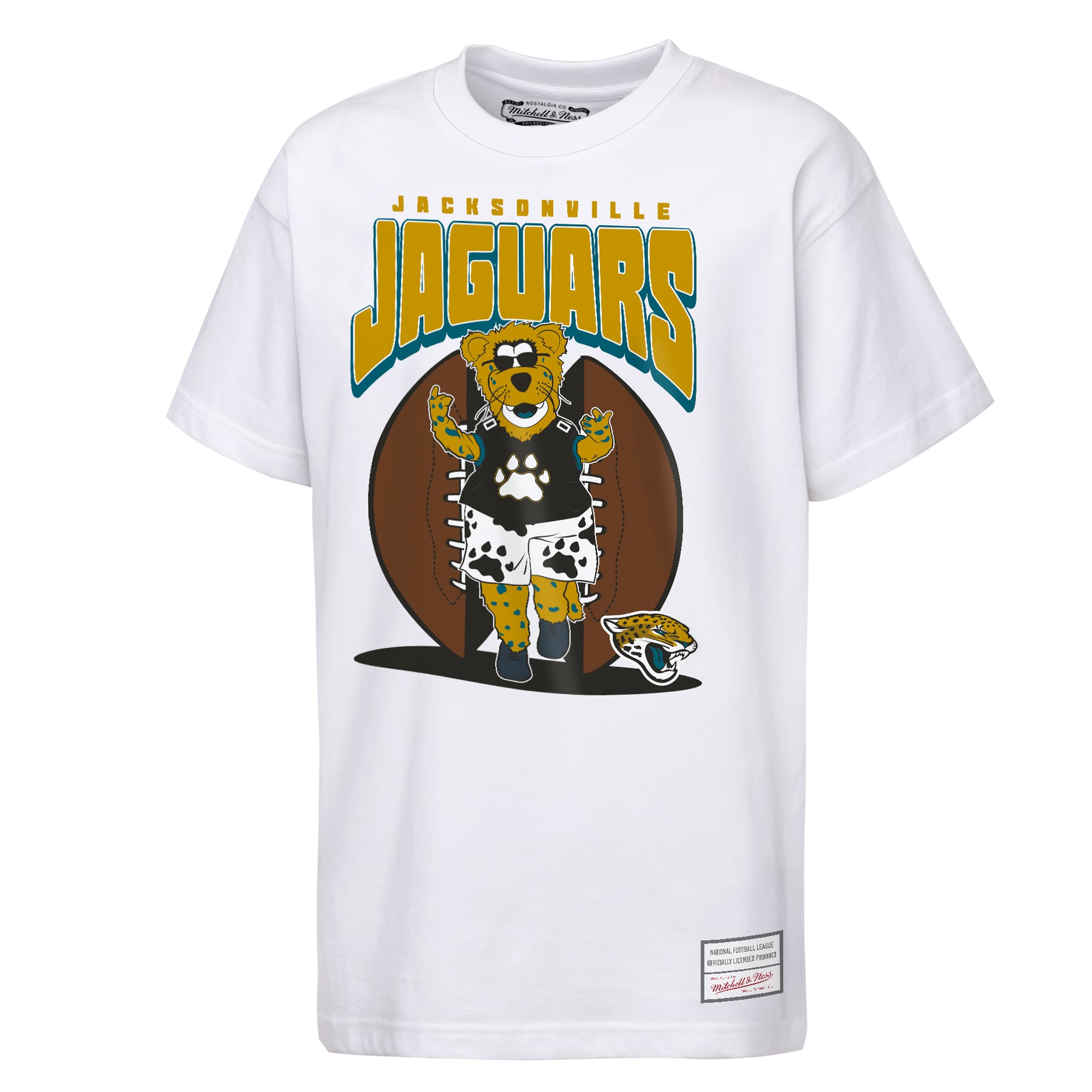 Youth Mitchell & Ness White Jacksonville Jaguars Mascot Mania T-Shirt