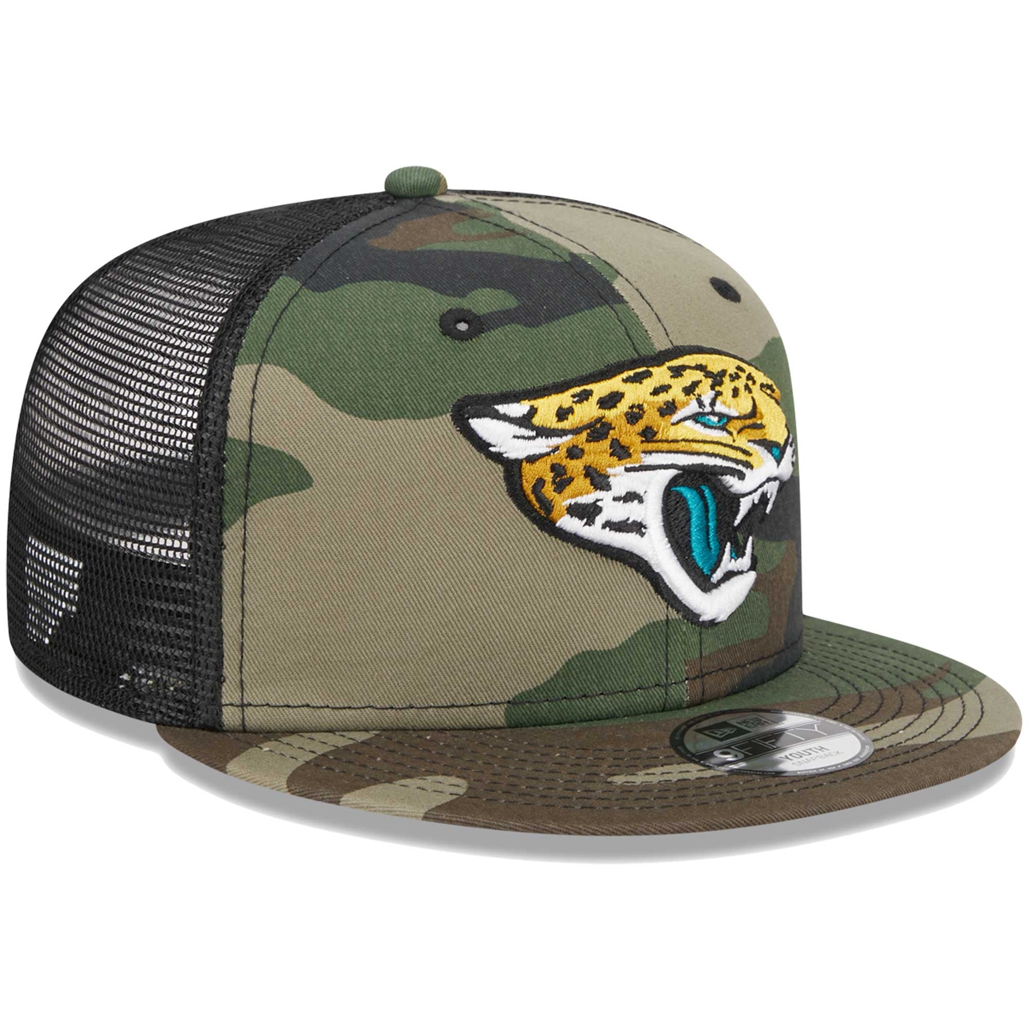 Casquette New Era Camo Jacksonville Jaguars Main Trucker 9FIFTY Snapback pour jeune