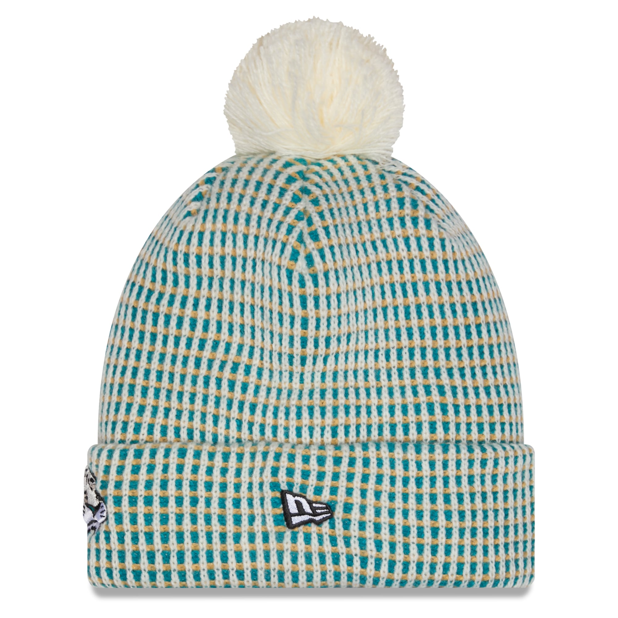 Youth New Era Teal Jacksonville Jaguars 2026 Rivalries Collection Sideline Cuffed Knit Hat with Pom