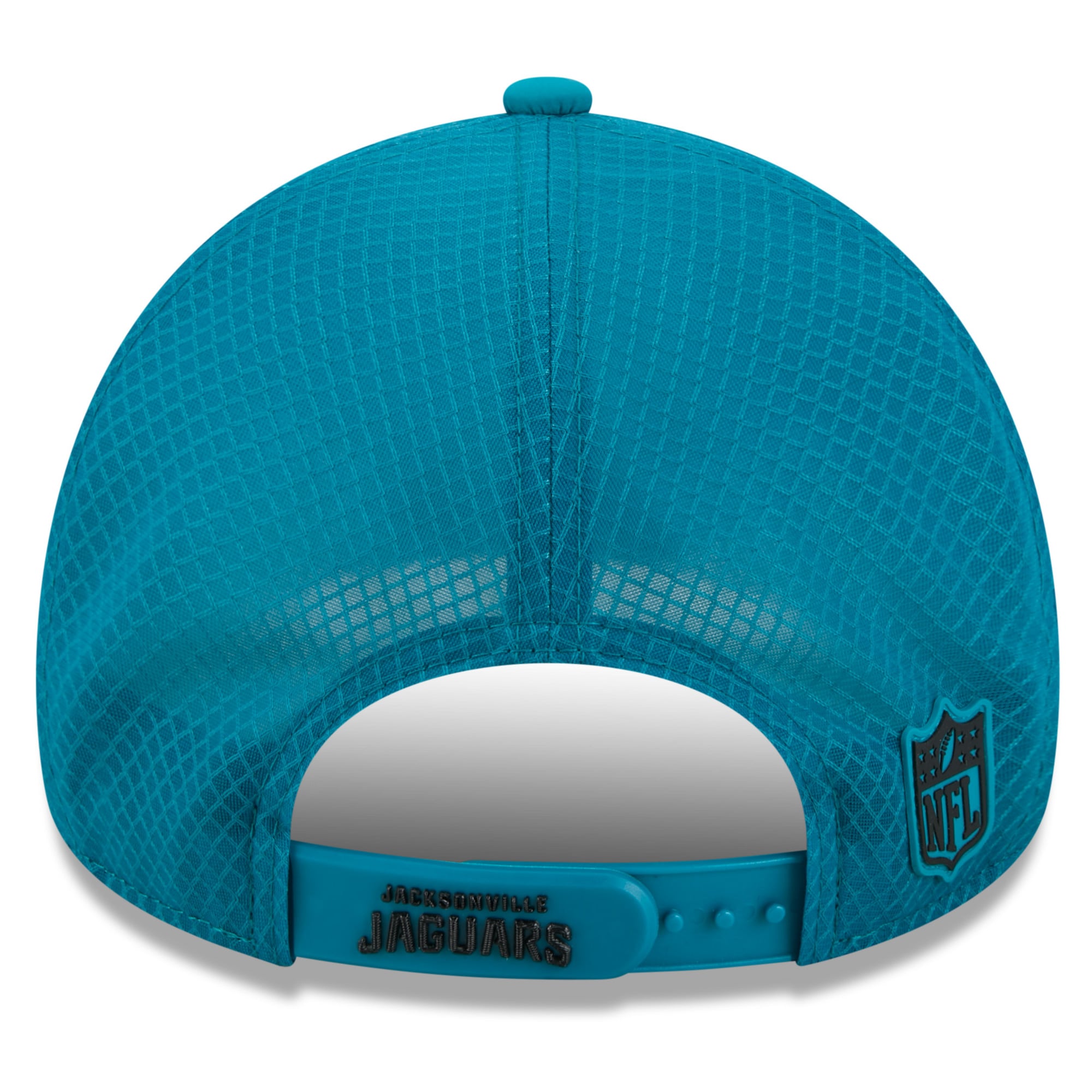 Youth New Era Teal Jacksonville Jaguars 2026 Sideline Apex 9FORTY Adjustable Trucker Hat