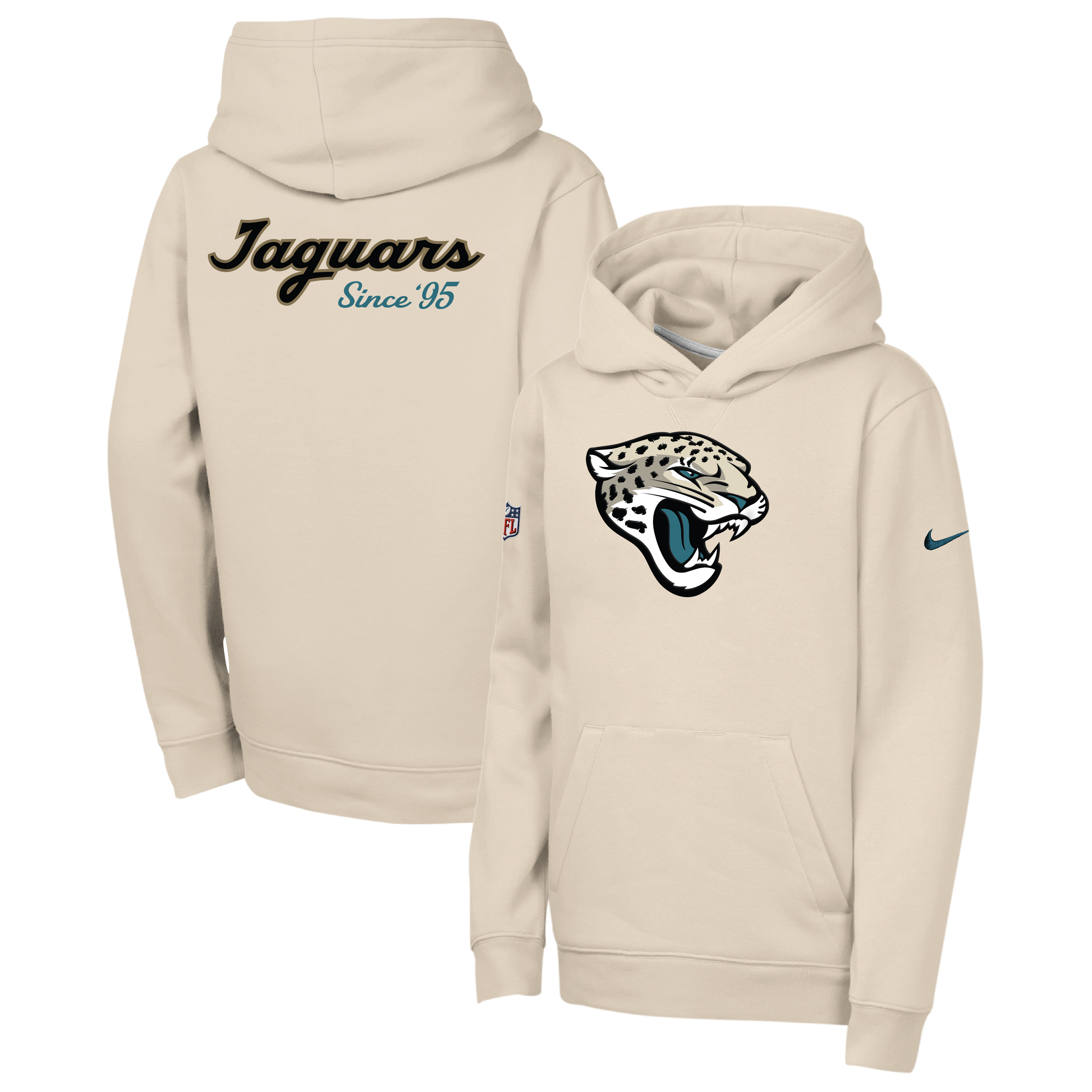 Sweat à capuche en polaire Nike Natural Jacksonville Jaguars 2026 Rivalries Collection Sideline Club pour jeunes