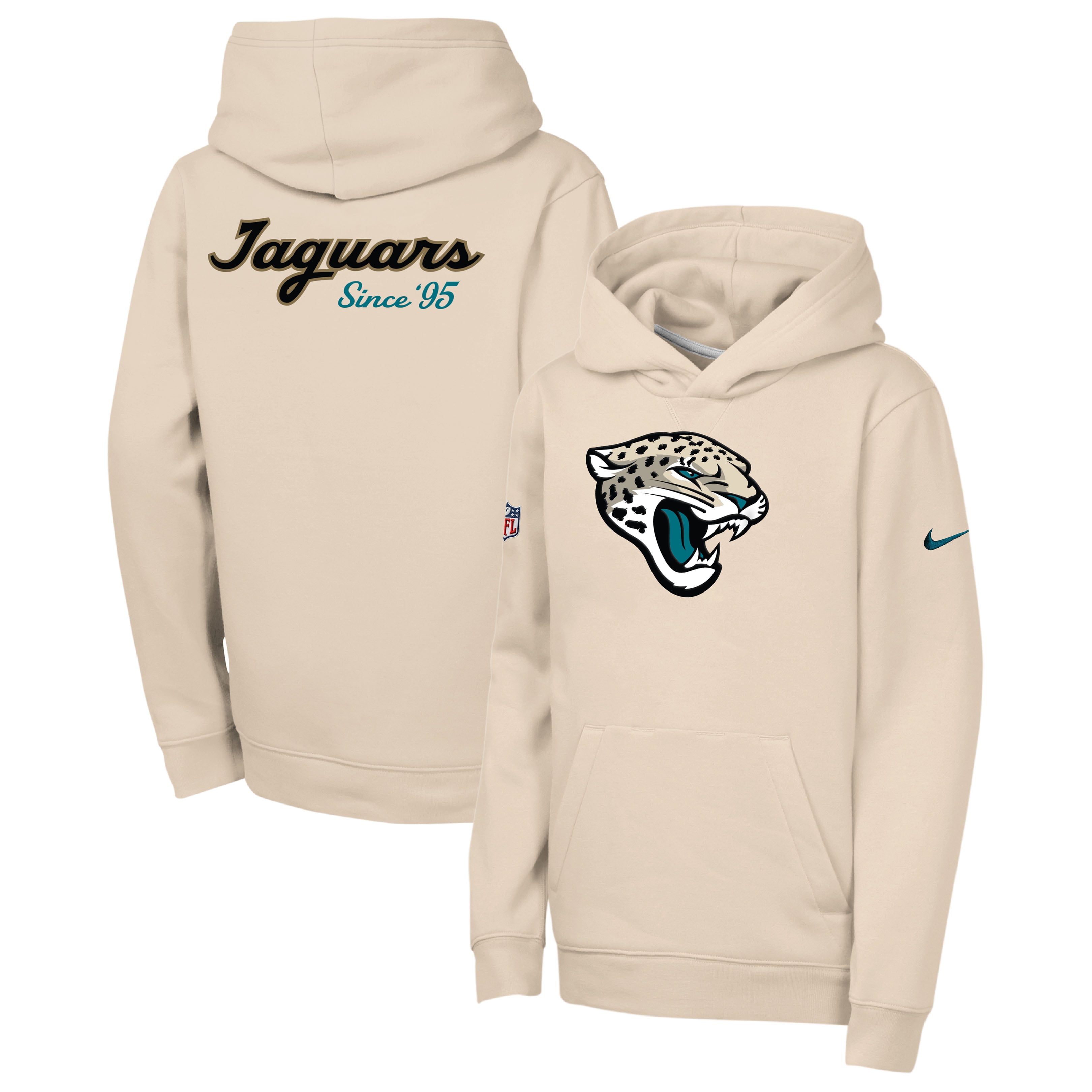 Youth Nike  Natural Jacksonville Jaguars 2026 Rivalries Collection Sideline Club Fleece Pullover Hoodie