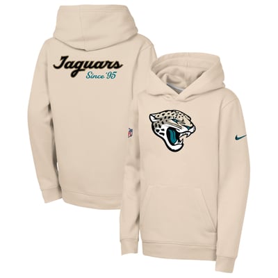  Jacksonville Jaguars Nike Youth 2026 Rivalries Collection Sideline Club Fleece Pullover Hoodie - Natural