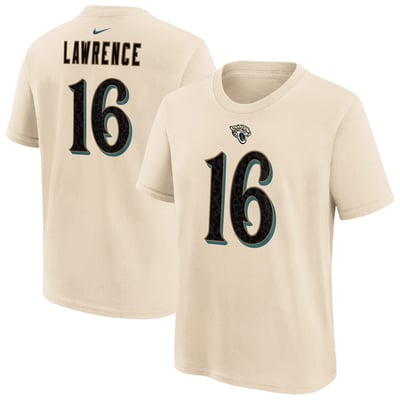 Trevor Lawrence Jacksonville Jaguars Nike Youth 2026 Rivalries Collection Name & Number T-Shirt - Natural