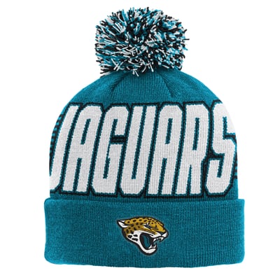 Jacksonville Jaguars Outerstuff Youth Cuffed Knit Hat with Pom - Teal