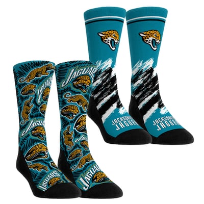  Jacksonville Jaguars Rock Em Youth Throwback Two-Pack Crew Socks Set - Aqua