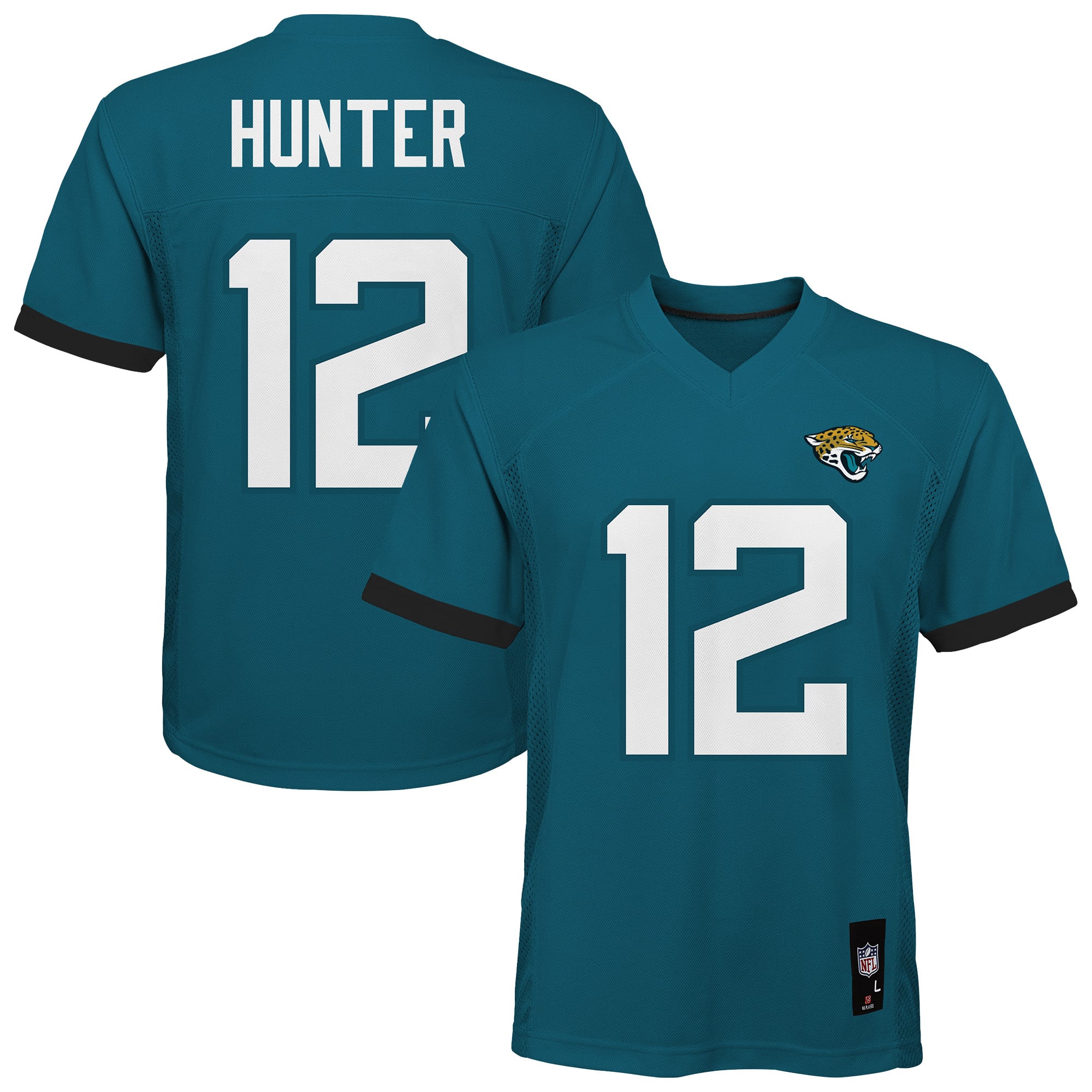 Maillot réplique Travis Hunter bleu sarcelle des Jaguars de Jacksonville pour jeunes