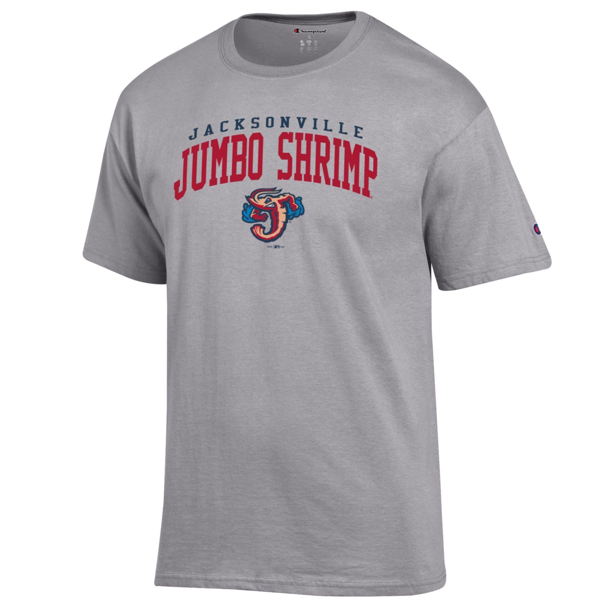 Men's Champion Gray Jacksonville Jumbo Shrimp Jersey T-Shirt