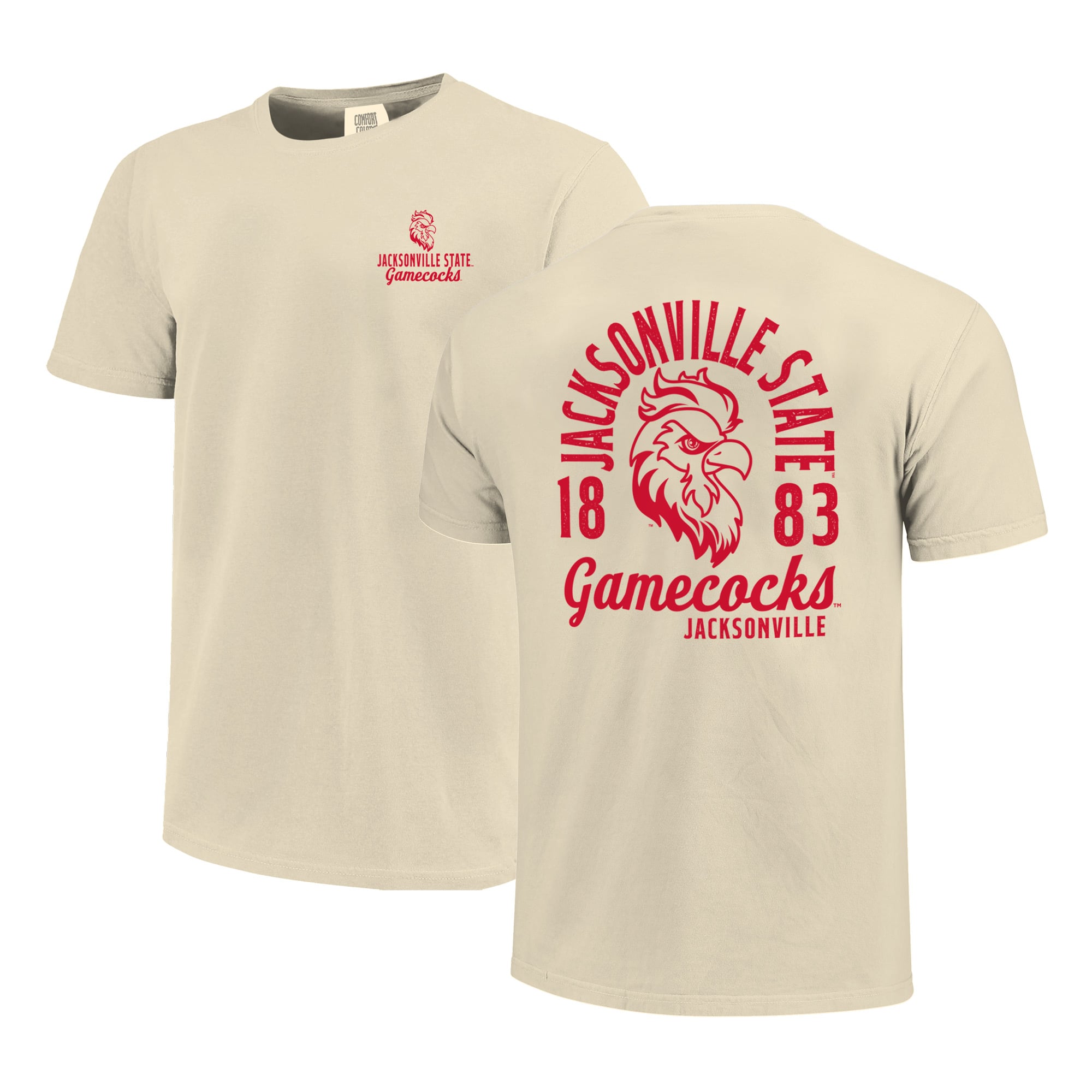 T-shirt crème pour homme avec motif mascotte des Jacksonville State Gamecocks