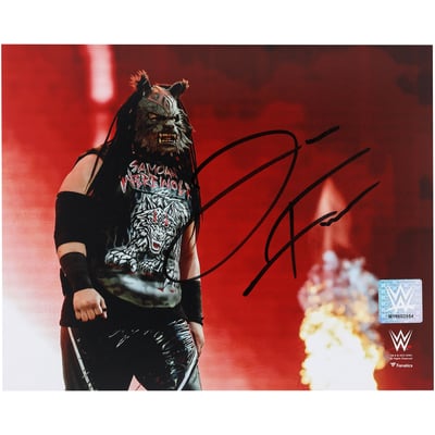 Jacob Fatu WWE Autographed Fanatics Authentic 8" x 10" Entrance Wearing Werewolf Mask Photograph