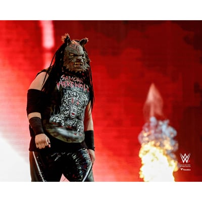 Jacob Fatu WWE Unsigned Fanatics Authentic Werewolf Mask Entrance Photograph  