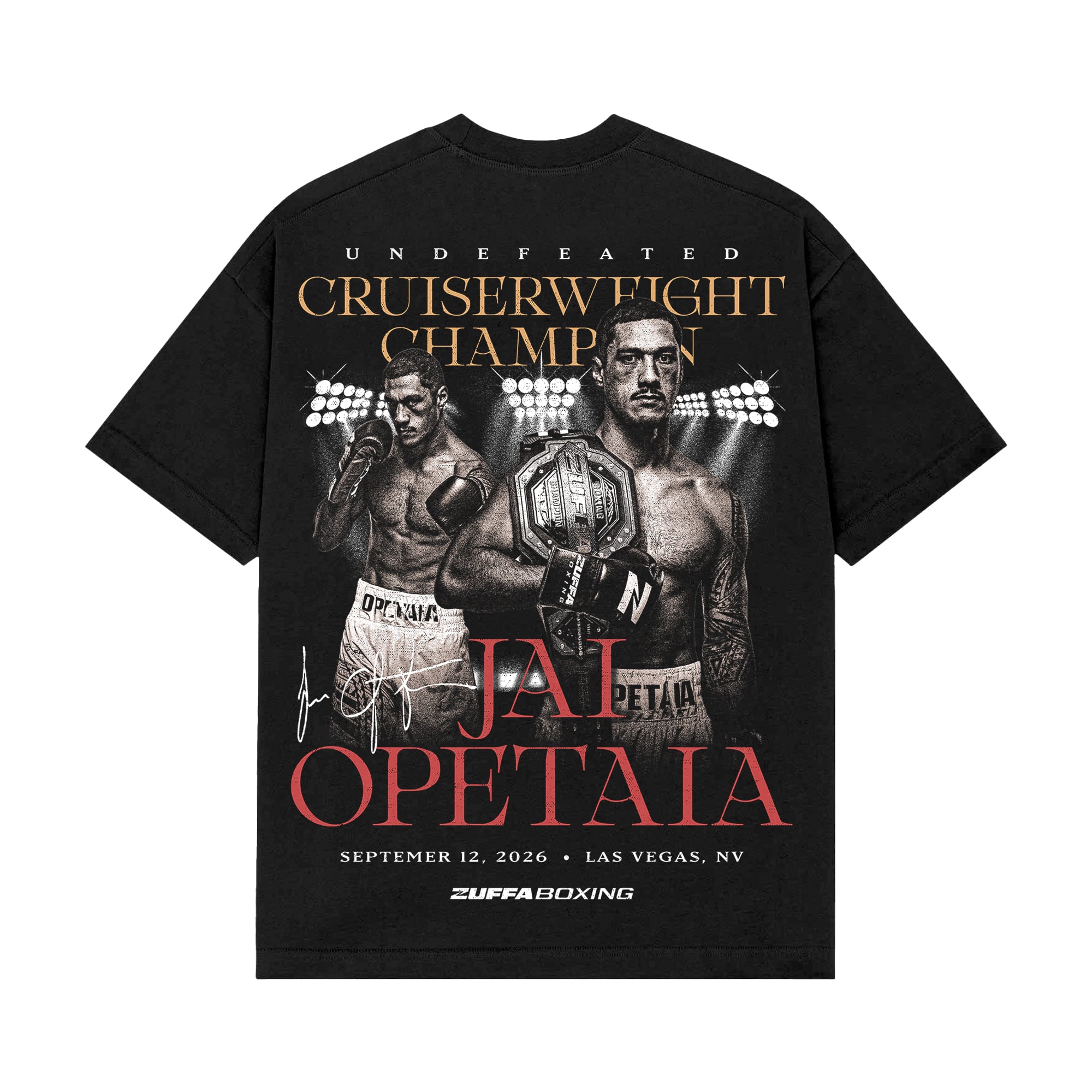 Men's Zuffa Boxing  Black Jai Opetaia Undefeated Cruiserweight Champion T-Shirt