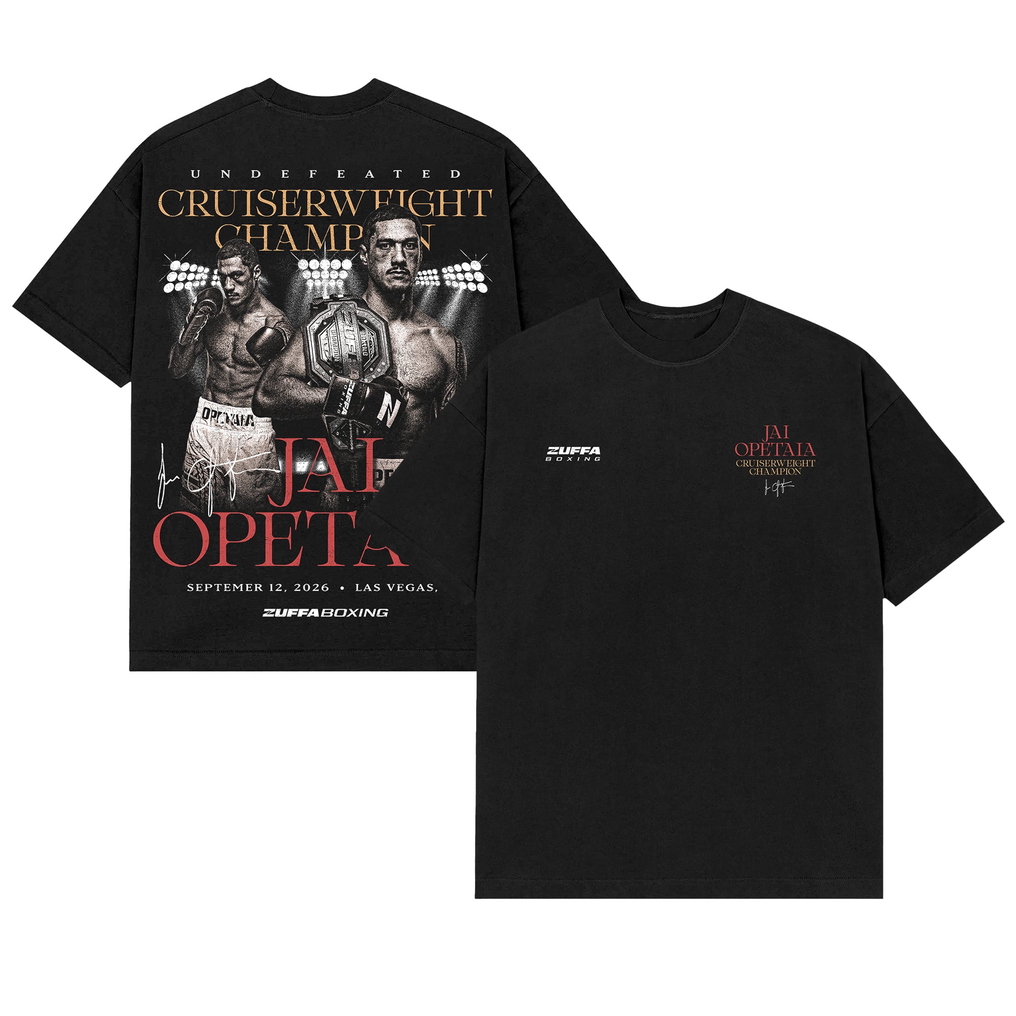 Men's Zuffa Boxing  Black Jai Opetaia Undefeated Cruiserweight Champion T-Shirt