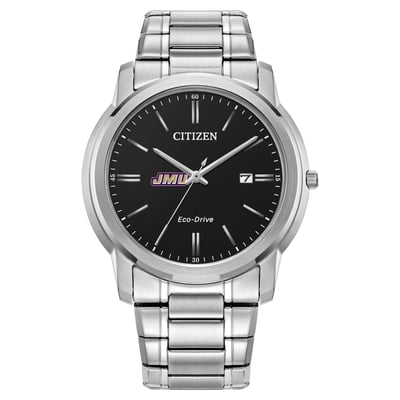  James Madison Dukes Citizen Watch Eco-Drive Black Dial Watch - Silver