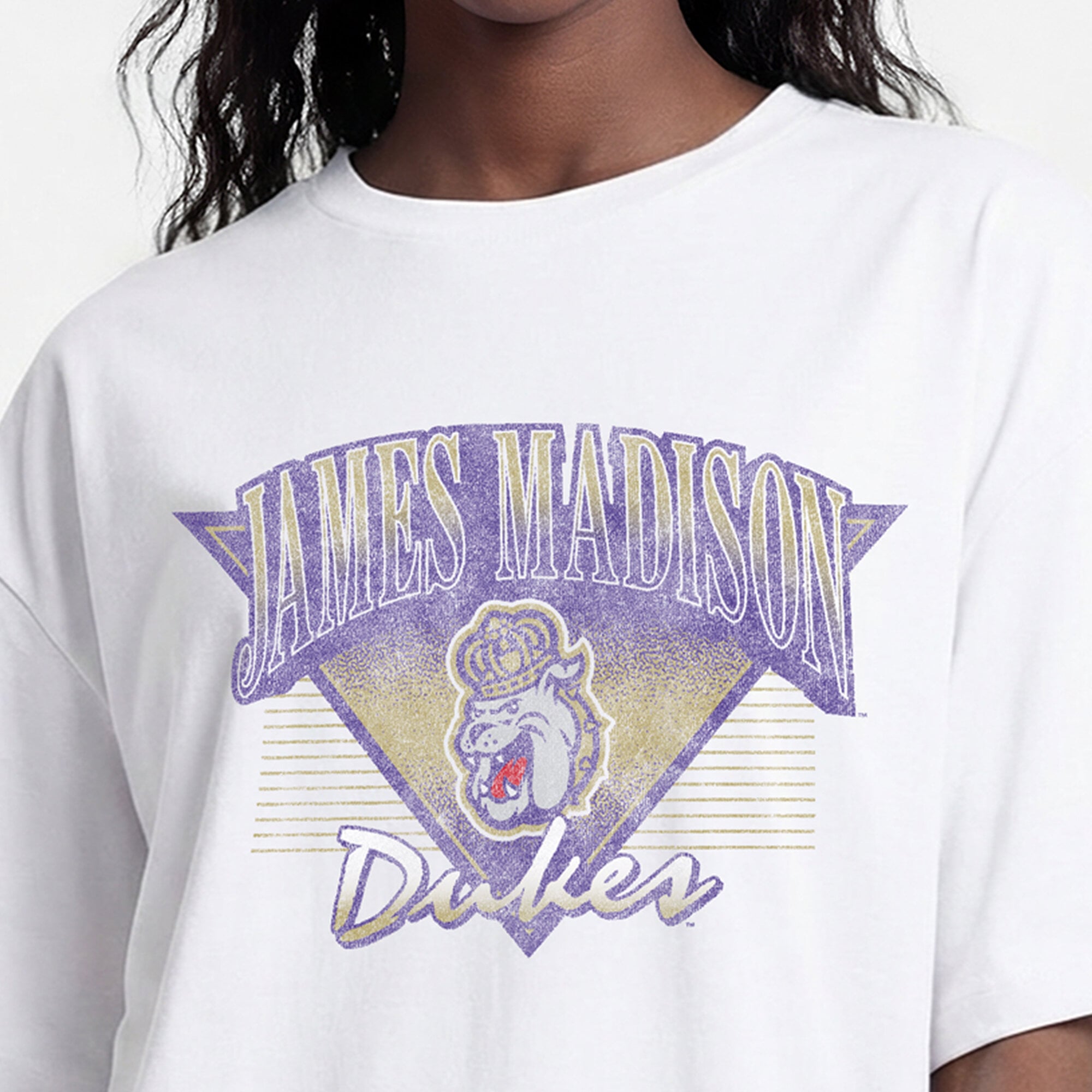 T-shirt oversize rétro James Madison Dukes blanc Champion pour femme