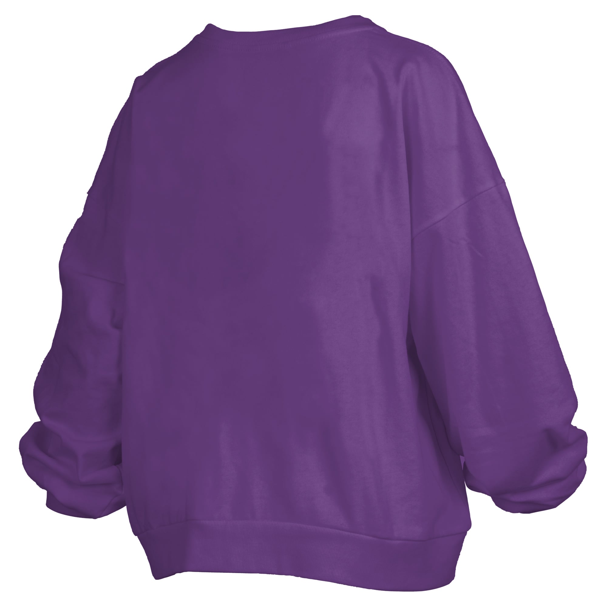Women's Pressbox Purple James Madison Dukes Oversized Janise Arch Over Logo Fleece Sweatshirt