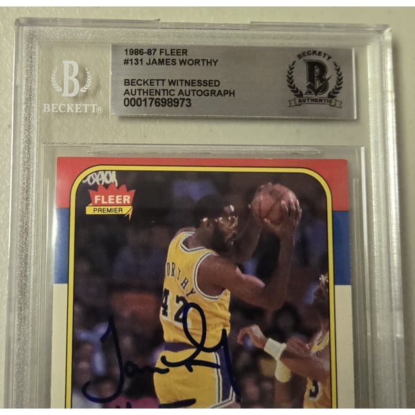 James Worthy HOF 2003 Signed 1986-87 Fleer #131 Lakers RC Rookie 