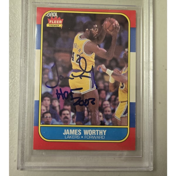 James Worthy HOF 2003 Signed 1986-87 Fleer #131 Lakers RC Rookie 
