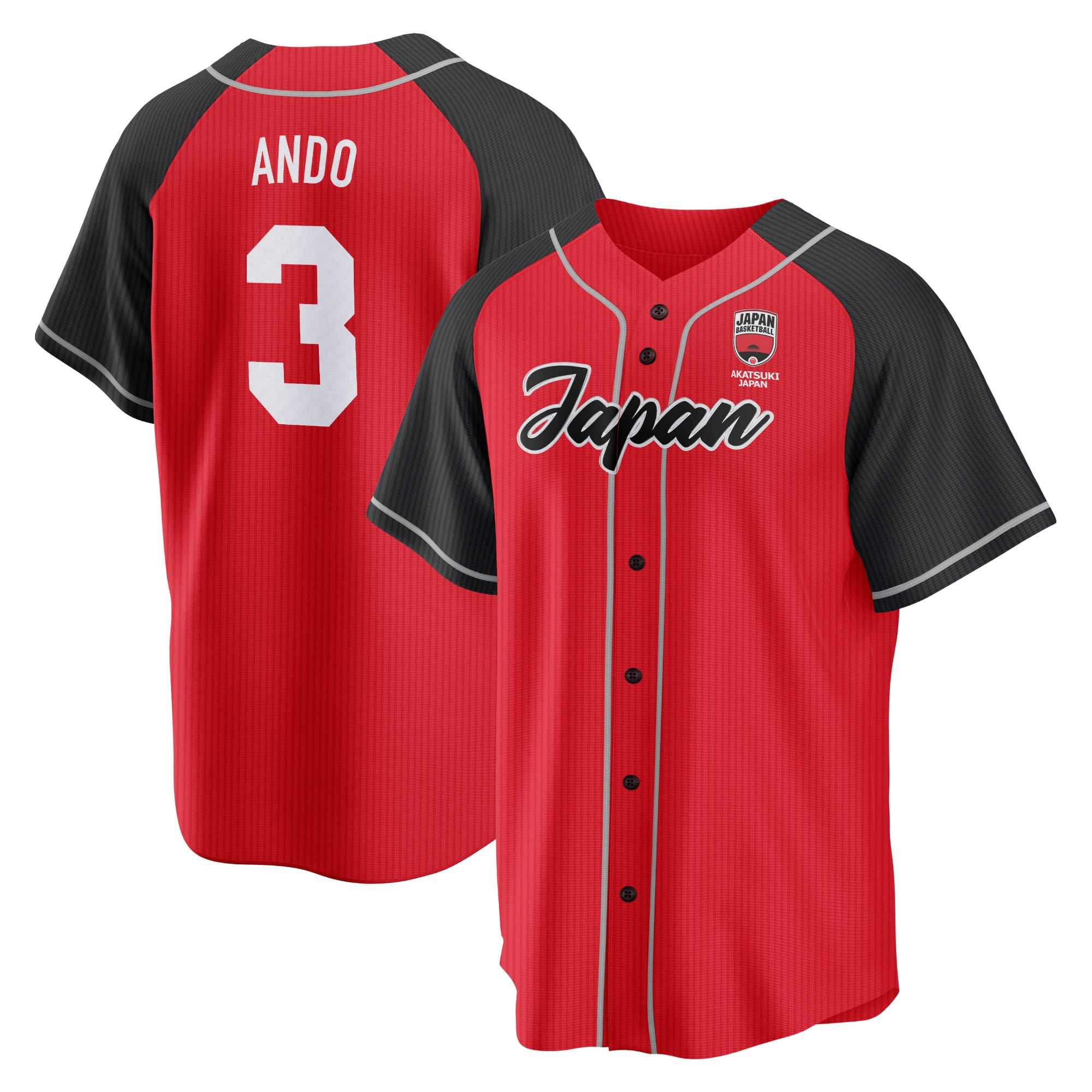 AKATSUKI JAPAN ベースボールシャツ RED #3 安藤誓哉