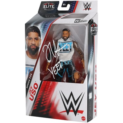 Jey Uso Autographed Mattel Elite Collection Series 114 Action Figure with "YEET" Inscription