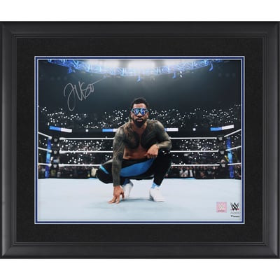 Jey Uso WWE Autographed Fanatics Authentic Framed 16" x 20" Squatting In Ring Photograph  