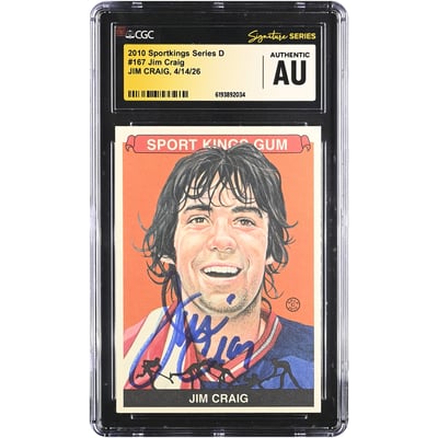 Jim Craig US Hockey Autographed 2010 Sportkings Series D #167 CGC Fanatics Witnessed Authenticated Card
