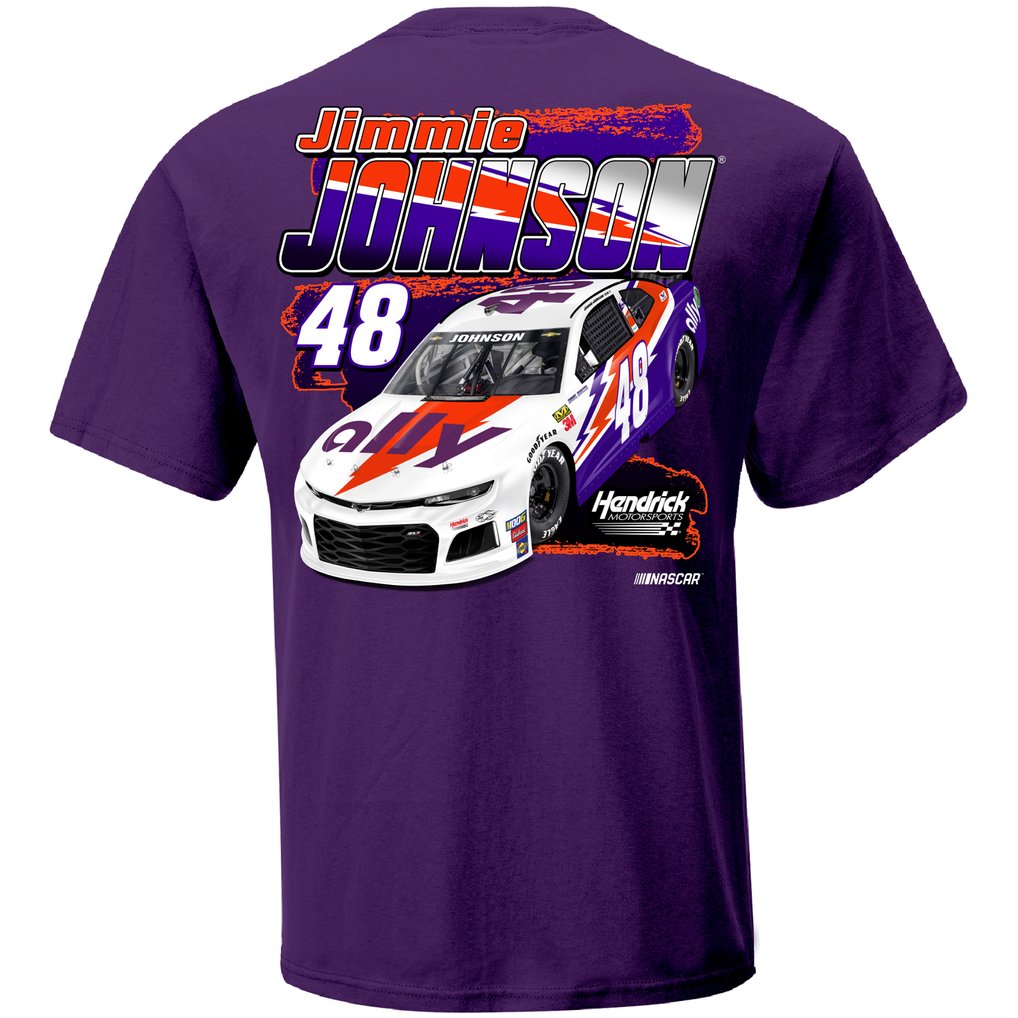 Men's Jimmie Johnson Hendrick Motorsports Team Collection Purple Ally  Darlington Throwback Car T-Shirt