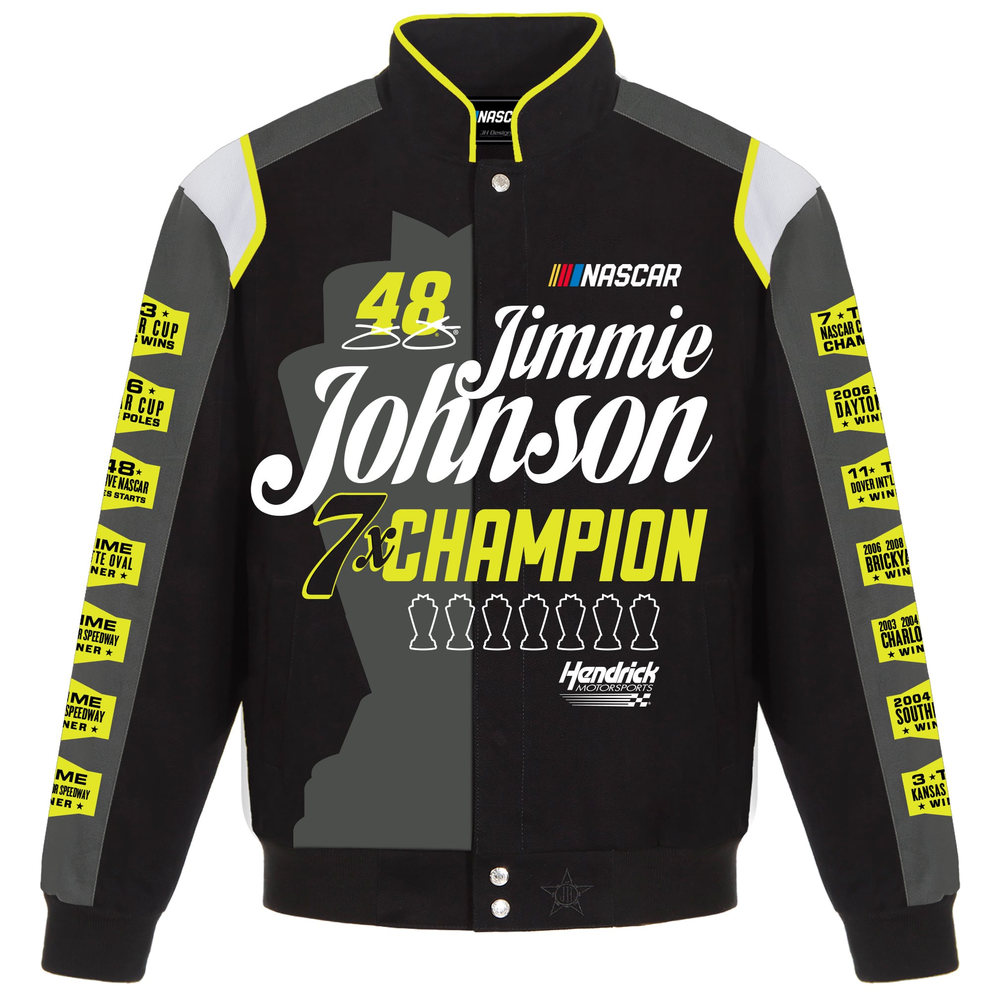 Men's Jimmie Johnson JH Design Black/Charcoal Stat Full-Snap Twill