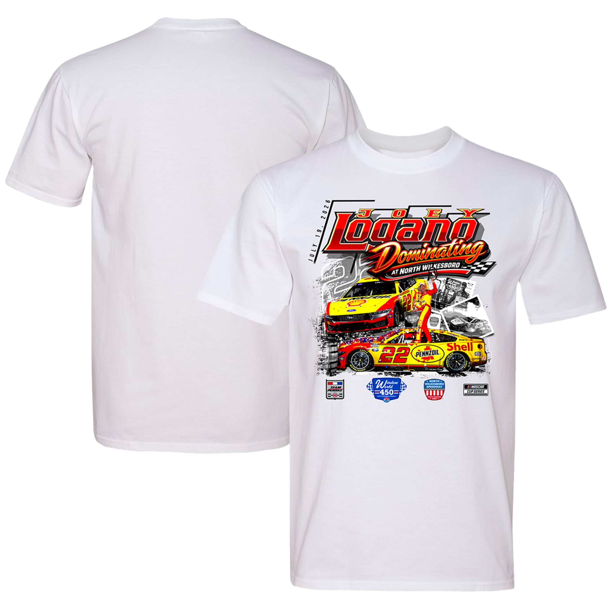 Men's Classic Ink White Joey Logano 2026 Window World 450 Race Winner T-Shirt