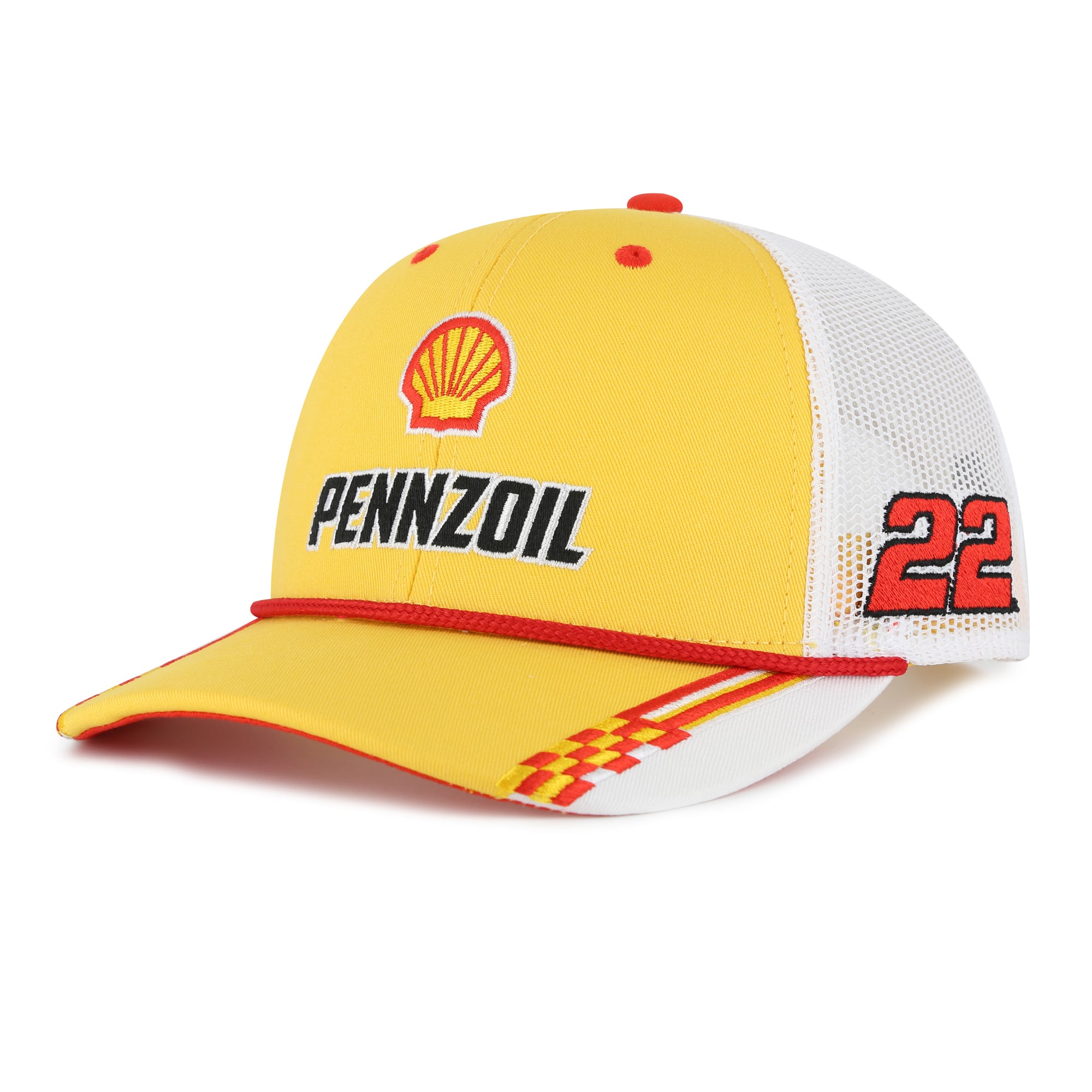 Casquette à carreaux jaune Joey Logano pour homme, modèle « The Game », ajustable.