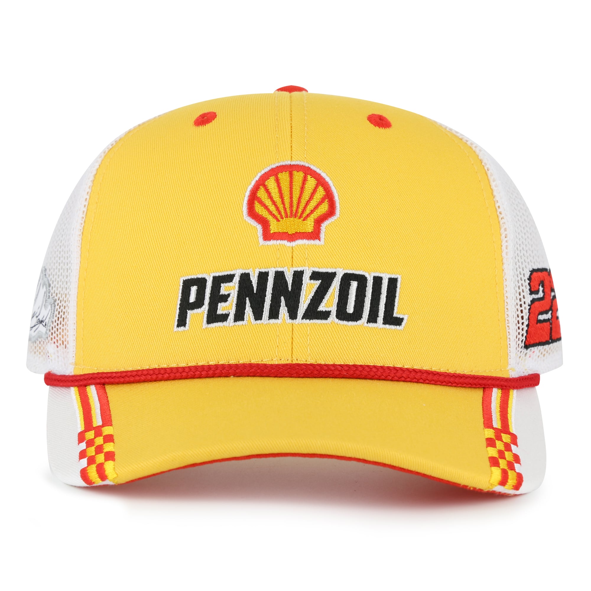 Casquette à carreaux jaune Joey Logano pour homme, modèle « The Game », ajustable.