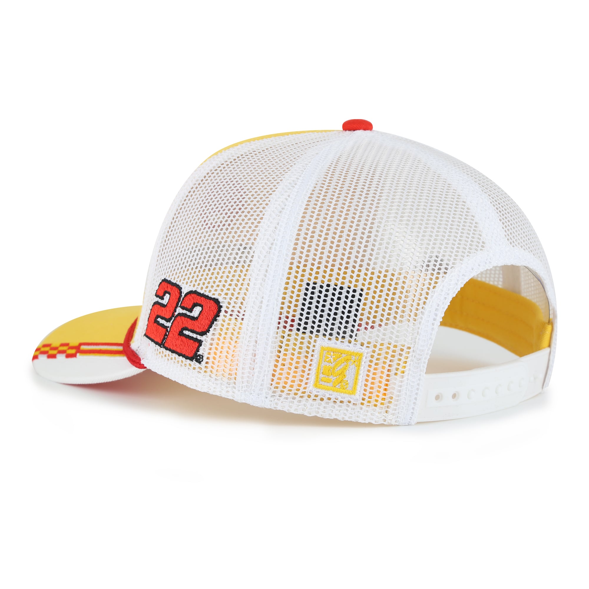 Casquette à carreaux jaune Joey Logano pour homme, modèle « The Game », ajustable.