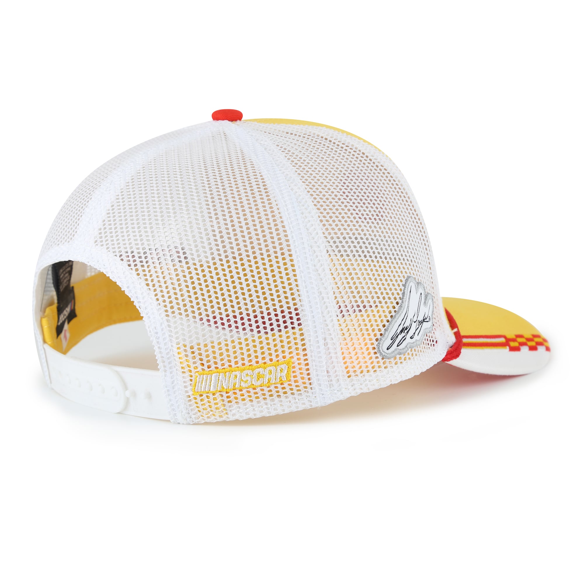 Casquette à carreaux jaune Joey Logano pour homme, modèle « The Game », ajustable.