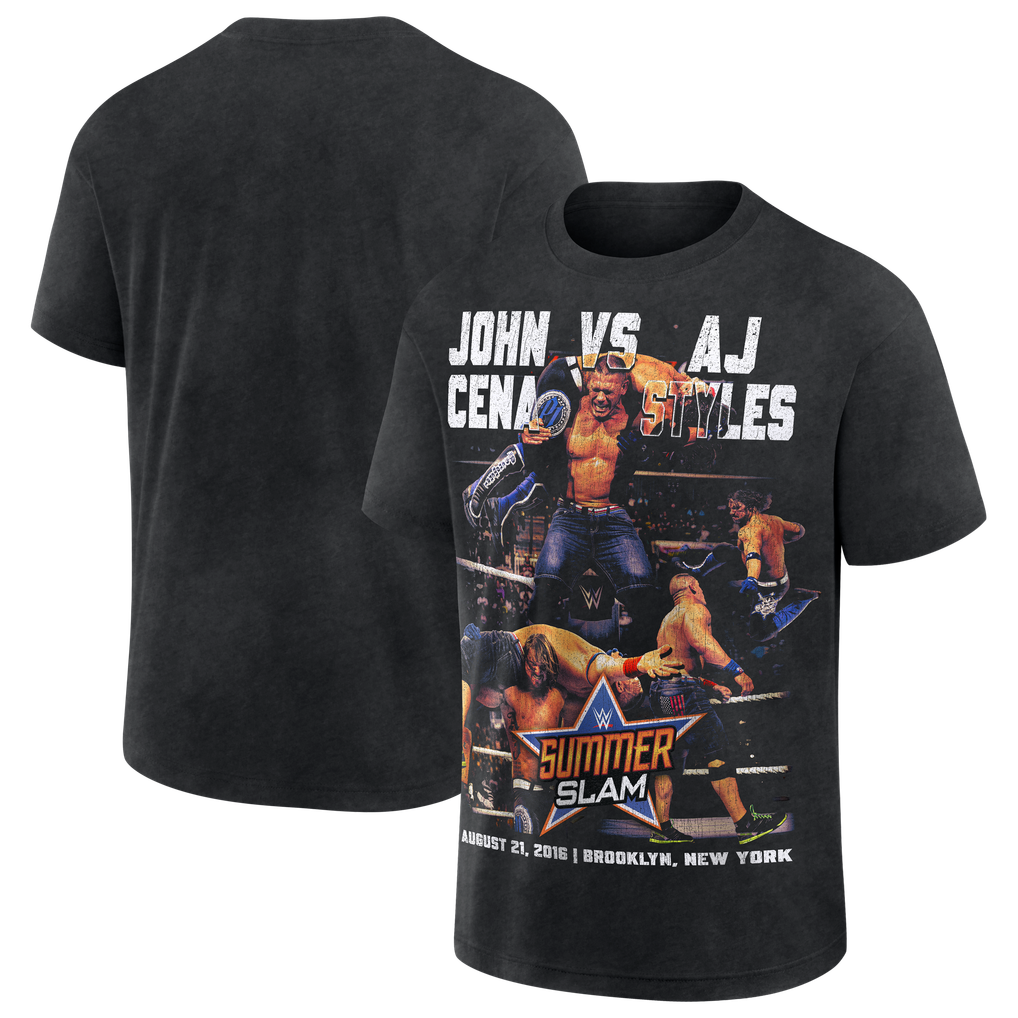 T-shirt noir John Cena contre AJ Styles, WWE SummerSlam 2016