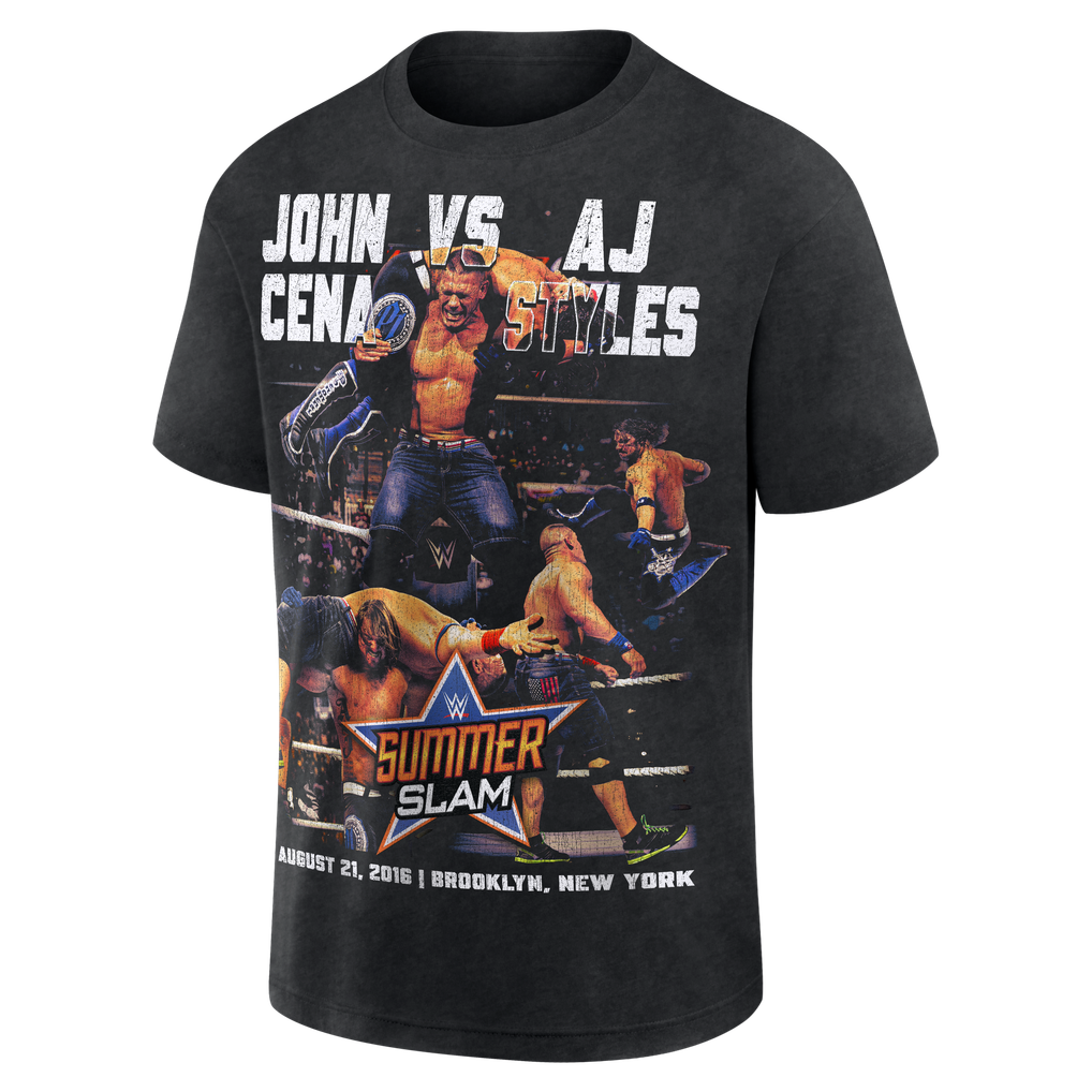 T-shirt noir John Cena contre AJ Styles, WWE SummerSlam 2016