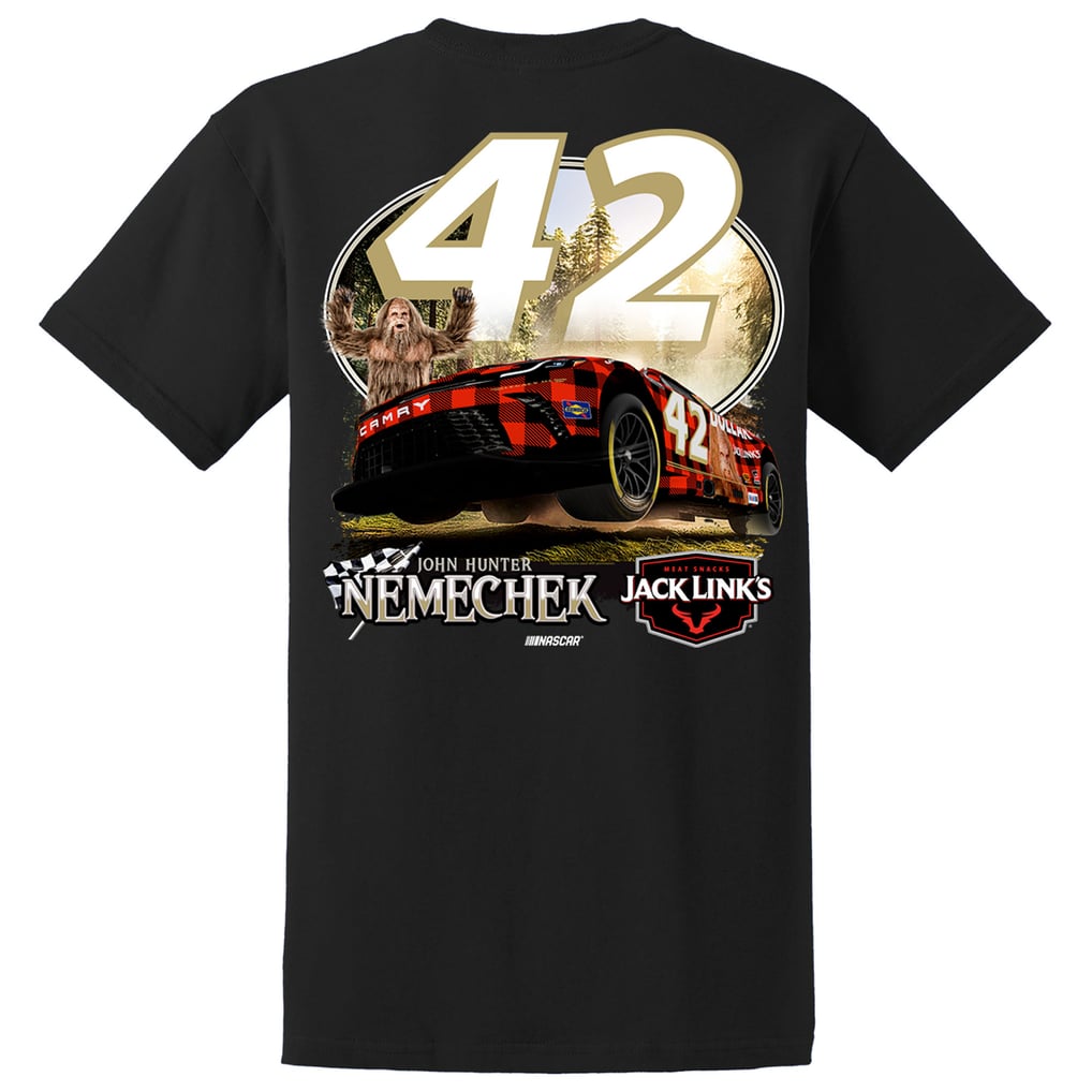 T-shirt noir de la collection LEGACY Motor Club de John Hunter Nemechek, Jack Link's Car