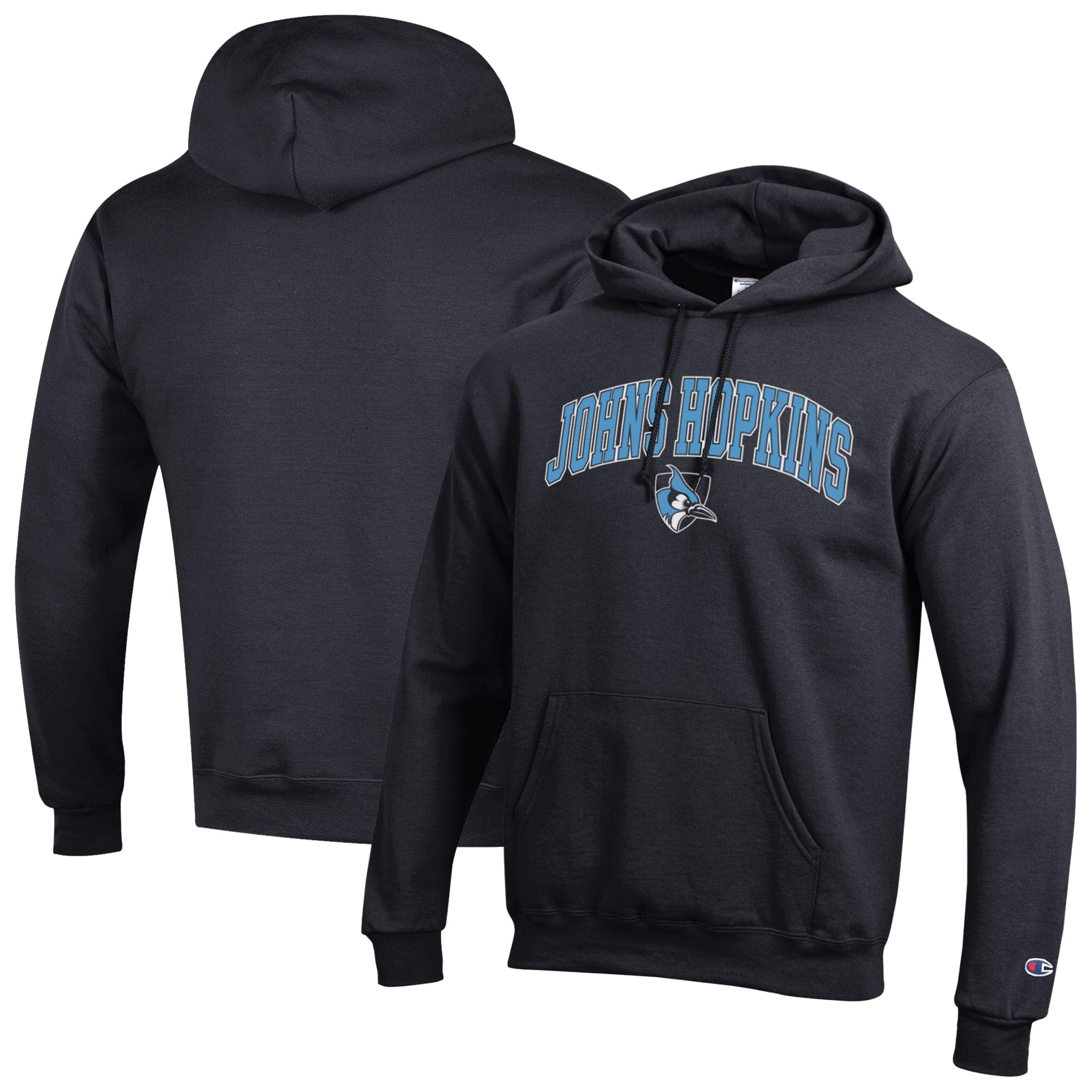 Sweat à capuche Champion bleu clair pour homme, Johns Hopkins Blue Jays Powerblend