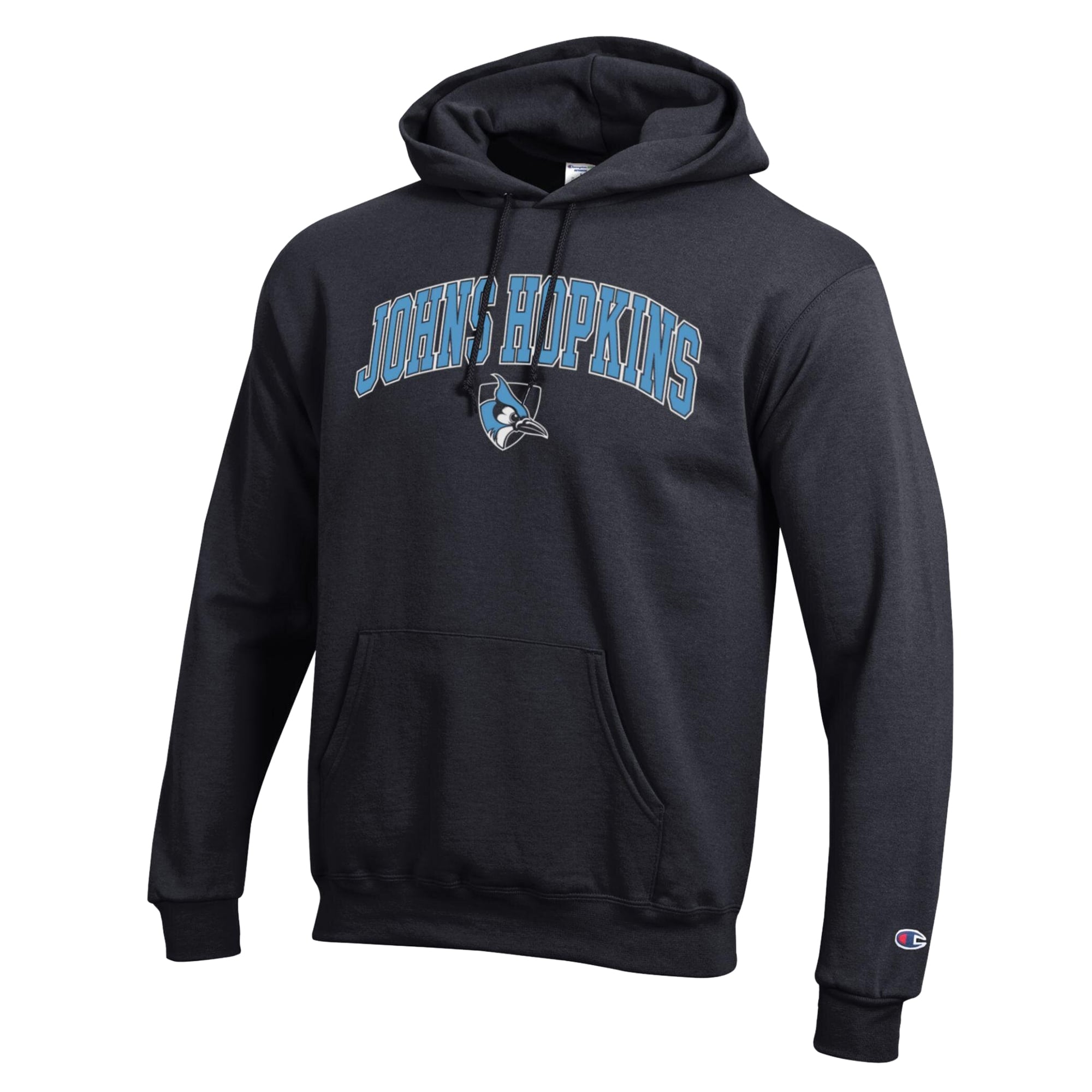 Sweat à capuche Champion bleu clair pour homme, Johns Hopkins Blue Jays Powerblend