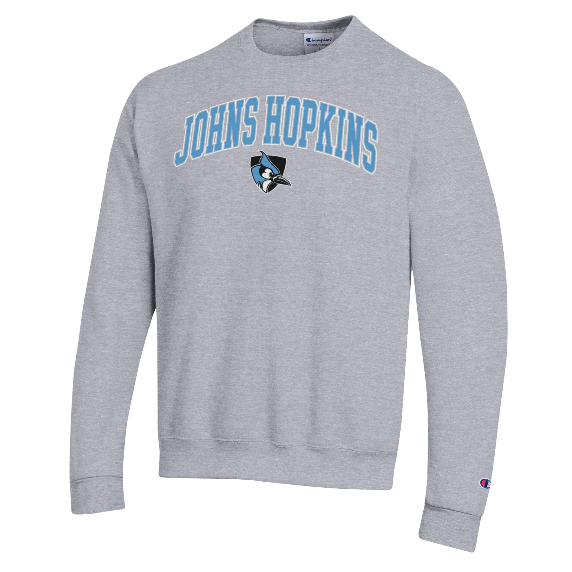 Sweat-shirt Champion pour homme, gris chiné, Johns Hopkins Blue Jays Arch Powerblend