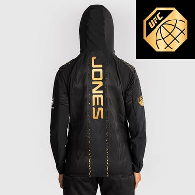 Jon Jones UFC Zenith by Venum Women's Authentic Fight Night Champion Full-Zip Walkout Hoodie - Black/Gold