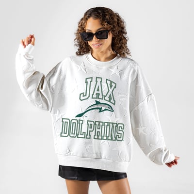 JU Dolphins Gameday Couture Women's  Big Play Energy Tonal Star Embossed Sweatshirt - White