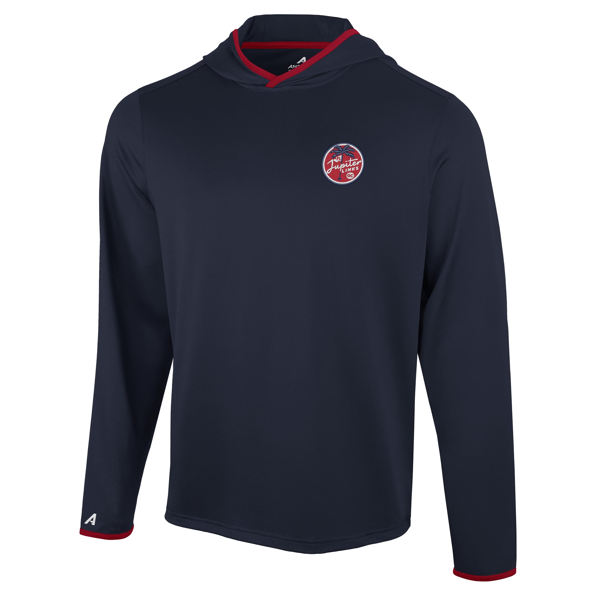 Men's Antigua Navy Jupiter Links Golf Club Brink Desert Dry Long Sleeve Hoodie T-Shirt