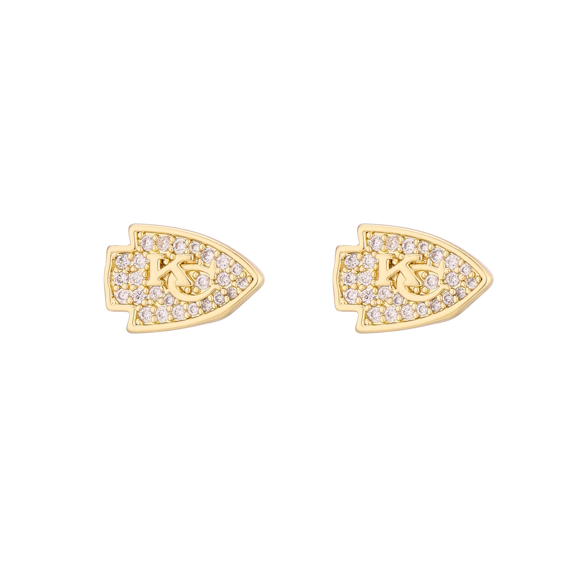 Boucles d'oreilles à clous LUV AJ Gold Kansas City Chiefs Pave Logo