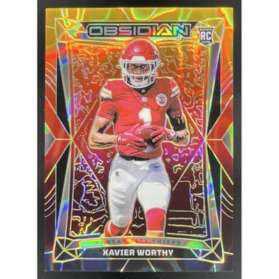 2024 Panini Obsidian Gold #96 Xavier Worthy RC /10