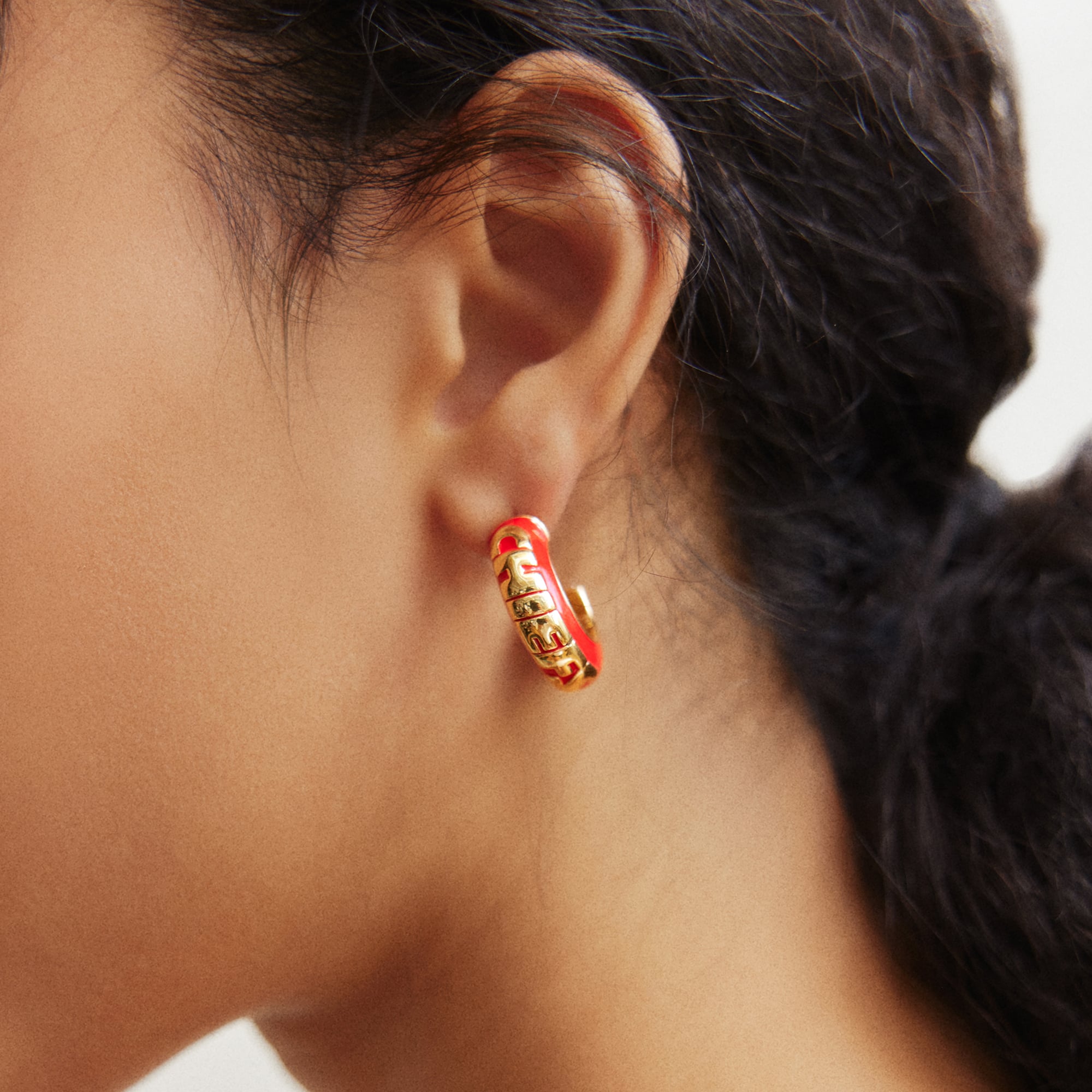 BaubleBar Kansas City Chiefs Puffy Enamel Hoop Earrings
