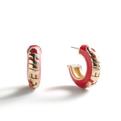 Kansas City Chiefs BaubleBar Puffy Enamel Hoop Earrings
