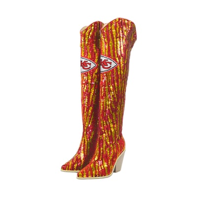Kansas City Chiefs Cuce Over-the-Knee Two-Tone Sequin Boots