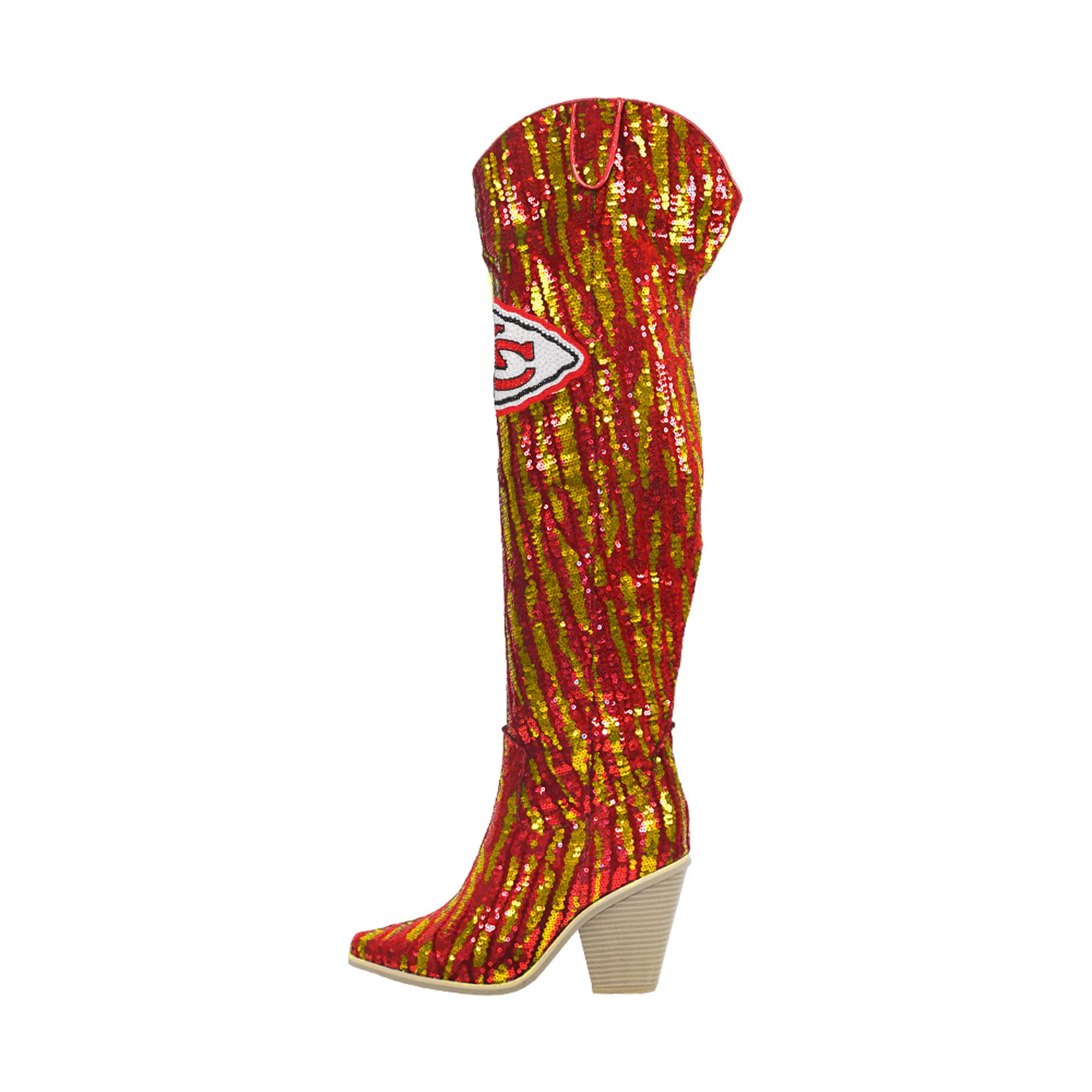 FABGATING by Cuce  Kansas City Chiefs Over-the-Knee Two-Tone Sequin Boots