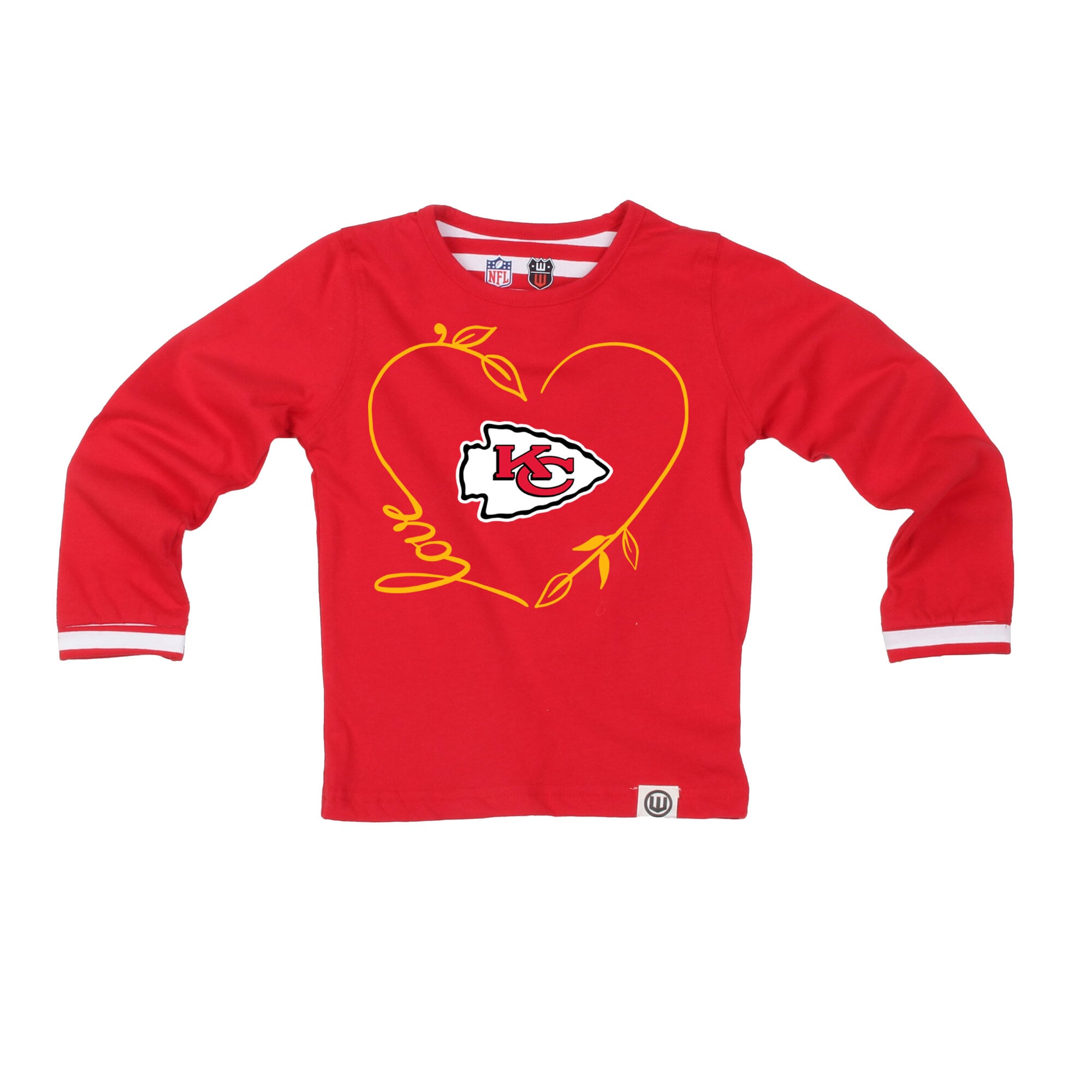 Ensemble Wes & Willy rouge Kansas City Chiefs pour petites filles, motif cœur et rayures